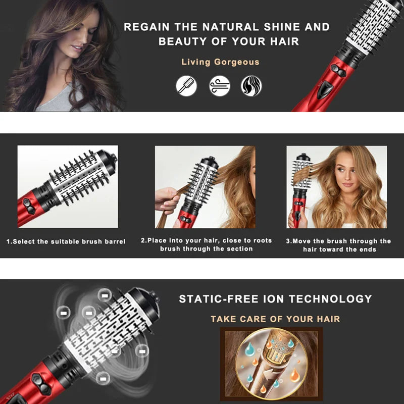 3 in 1 Rotating Hair Dryer Electric Comb Hair Straightener Brush Dryer Brush Hot Air Comb Negative Ion Hair Styler Comb