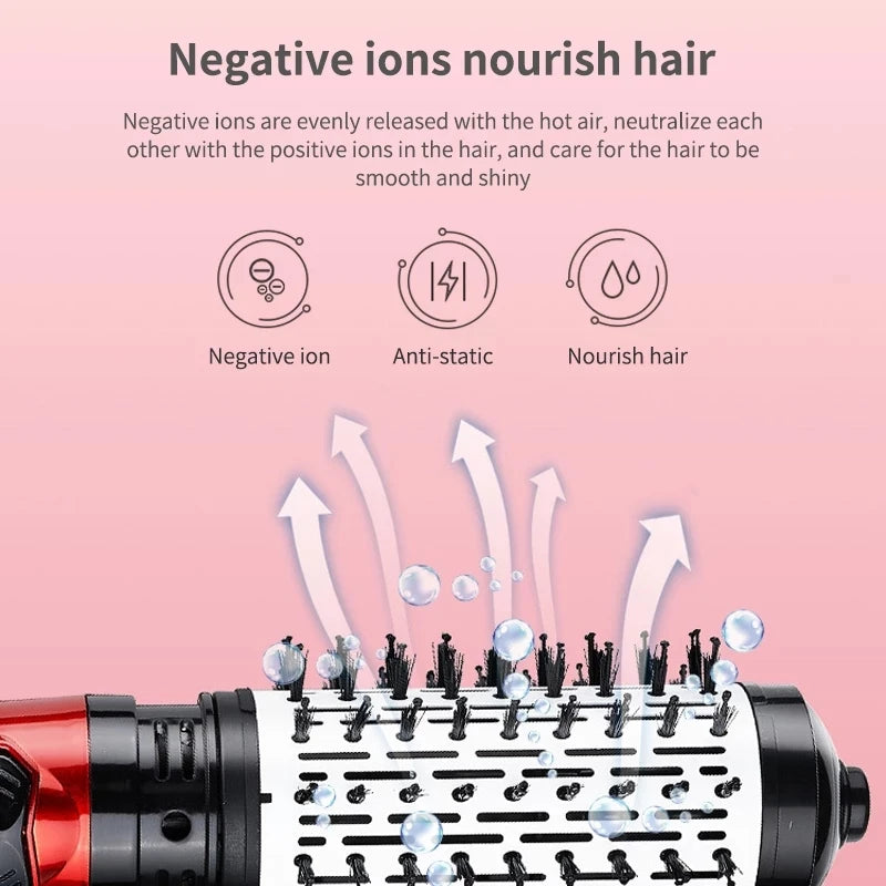 3 in 1 Rotating Hair Dryer Electric Comb Hair Straightener Brush Dryer Brush Hot Air Comb Negative Ion Hair Styler Comb