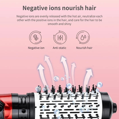3 in 1 Rotating Hair Dryer Electric Comb Hair Straightener Brush Dryer Brush Hot Air Comb Negative Ion Hair Styler Comb